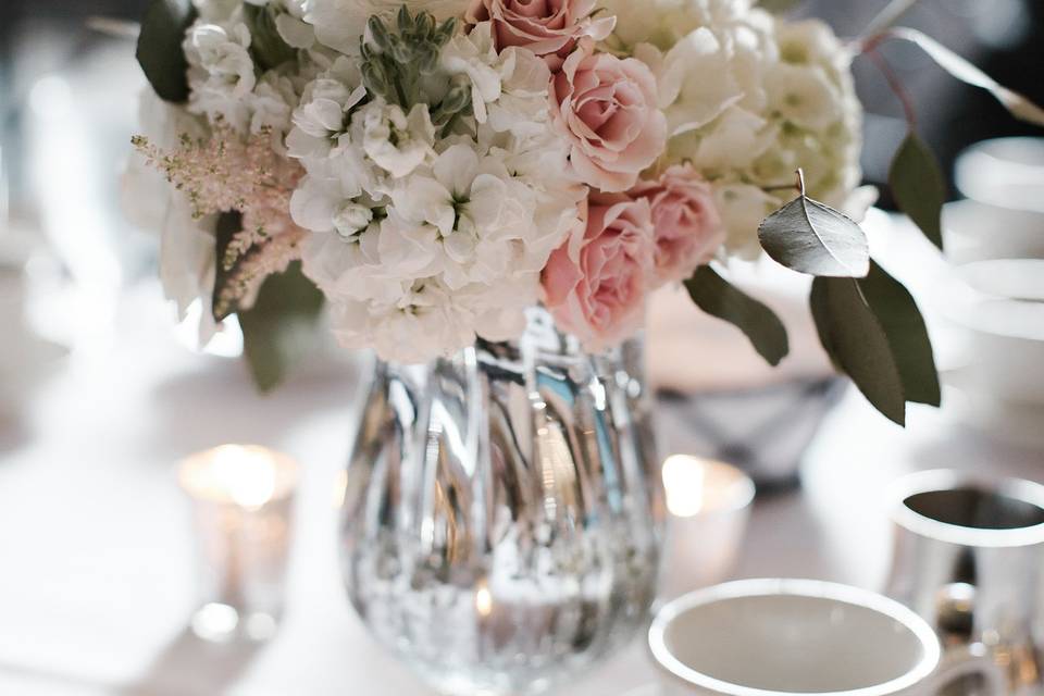 Blush pink and white flowers