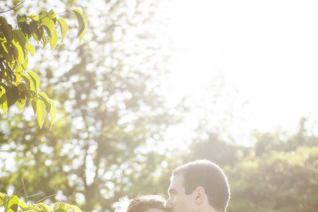 Couple's forehead kiss