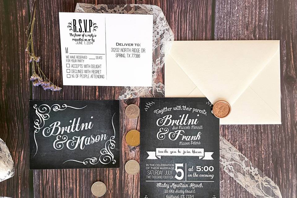 Chalkboard invitation suite