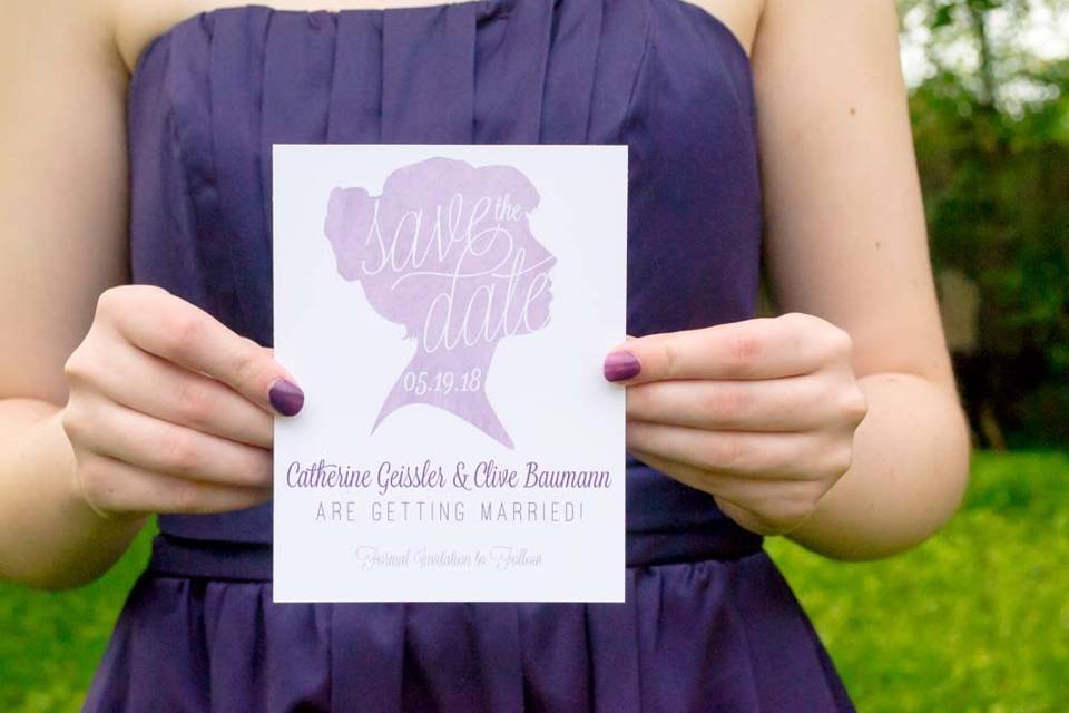 Watercolor silhouette invites