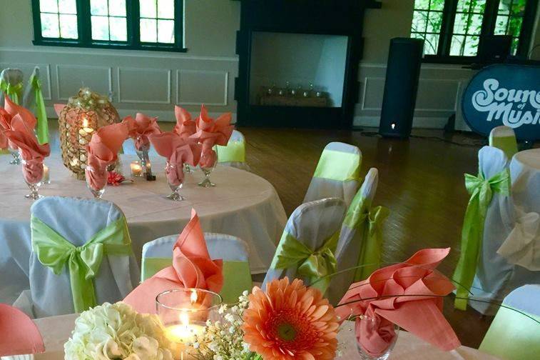 Reception with orange flowers