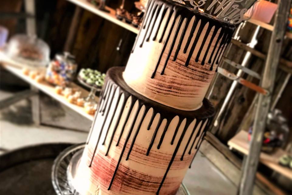 Chocolate drip wedding cake