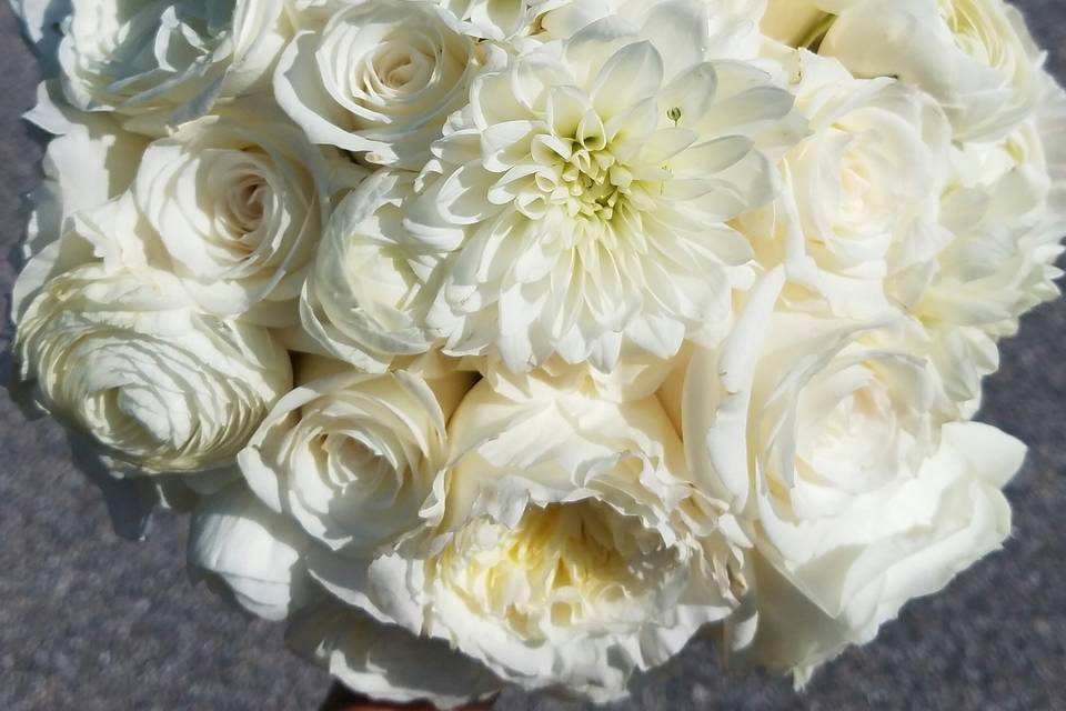 White carnations and roses