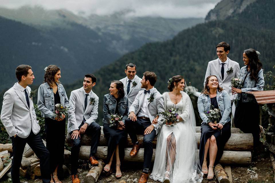 Wedding party group photo