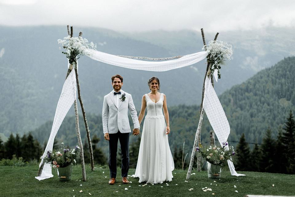 Mountain wedding altar