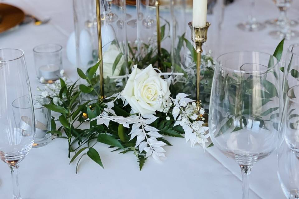 Elegant centerpiece and candle