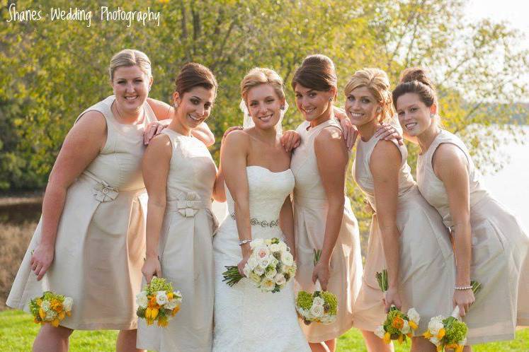 Bride and bridesmaids