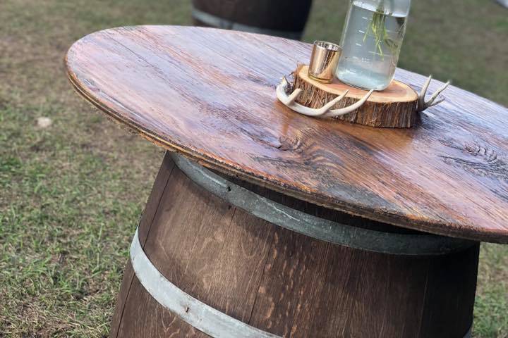 Whiskey barrel cocktail tables