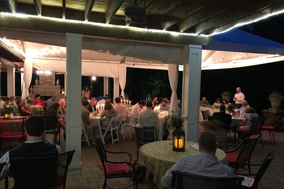 Rehearsal Dinner on the patio under the tent