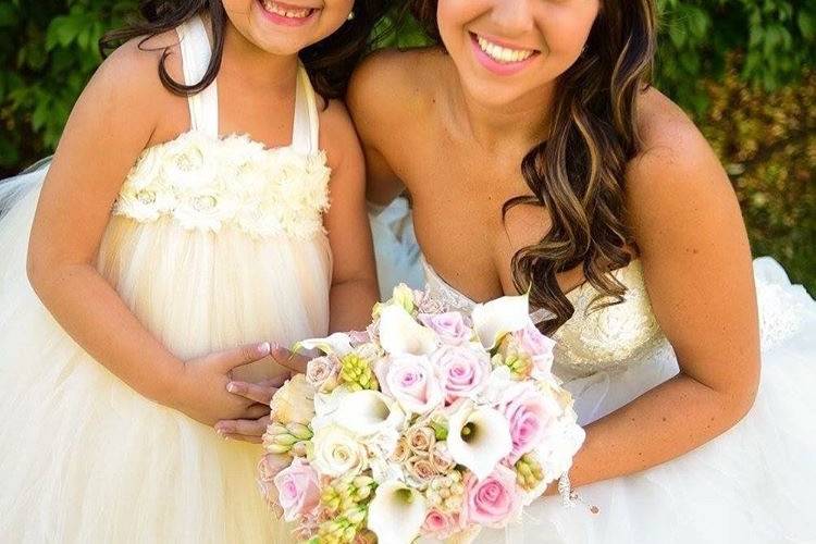 The bride and a flower girl