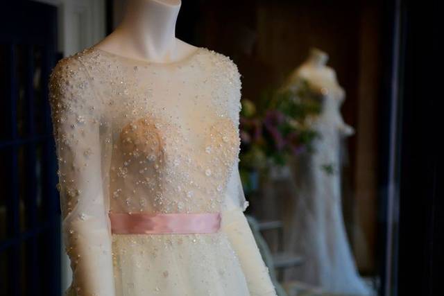 Long-sleeved embellished gown