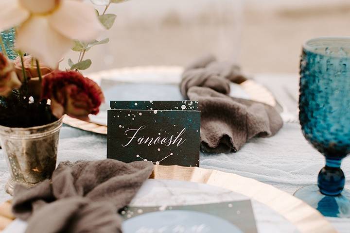 Celestial menu & place card