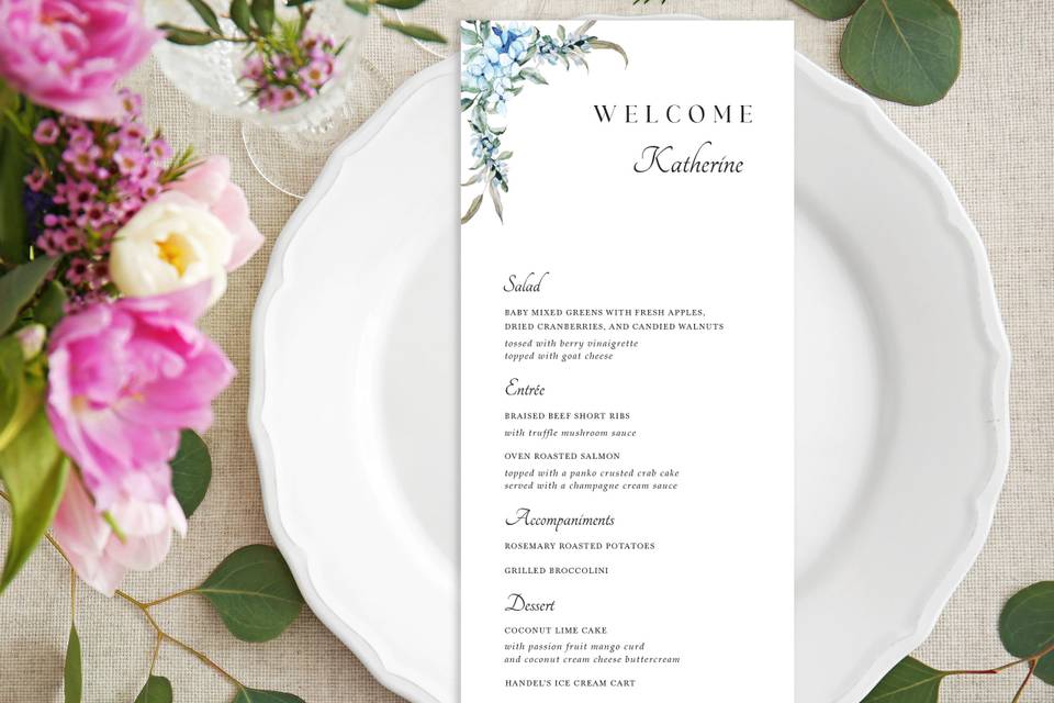 Menu & Place Card combination