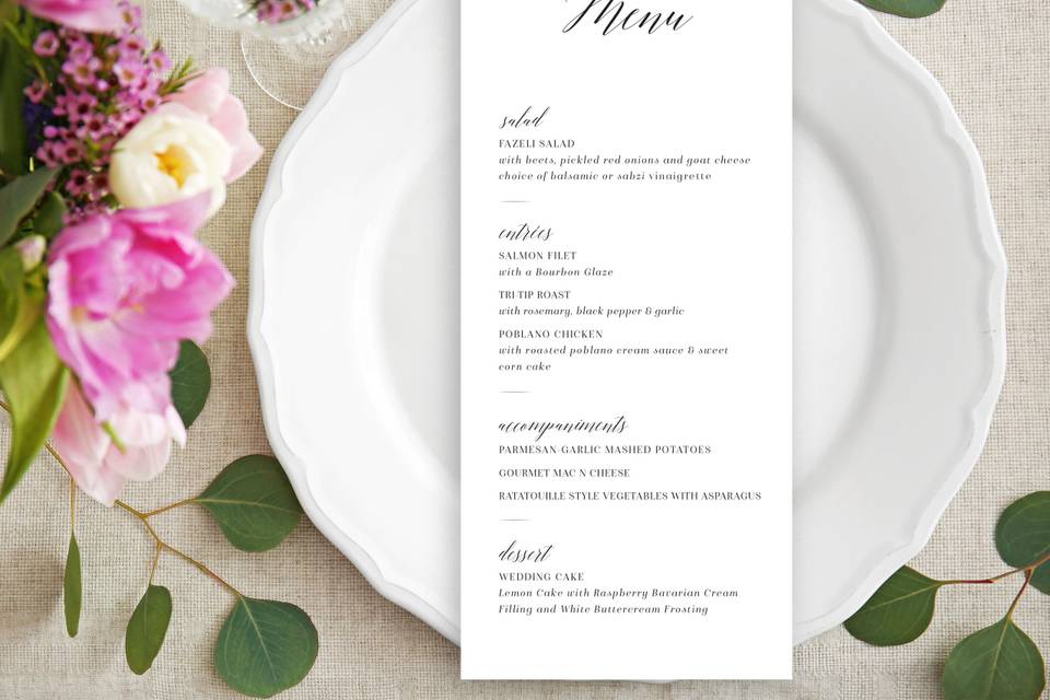 Adelecia menu