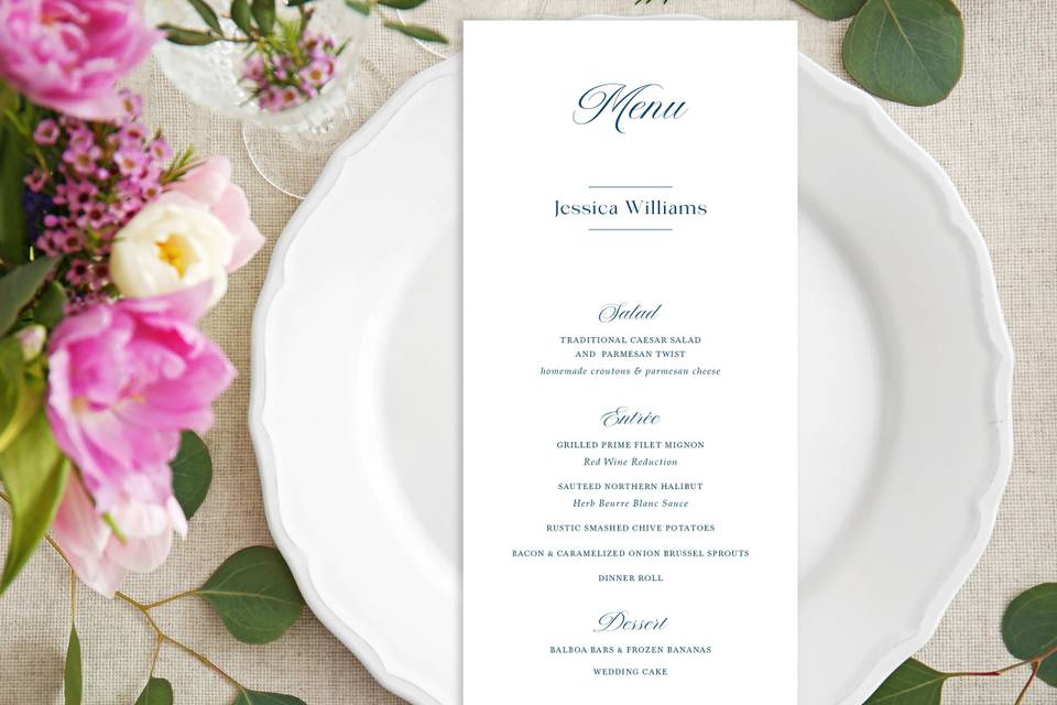 Menu & Place Card combo