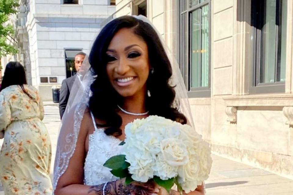 Beautiful bride with bouquet