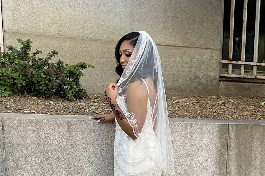 Bride before first look