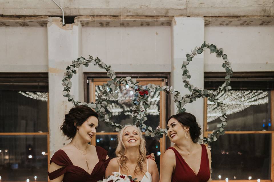 Bride with bridesmaids