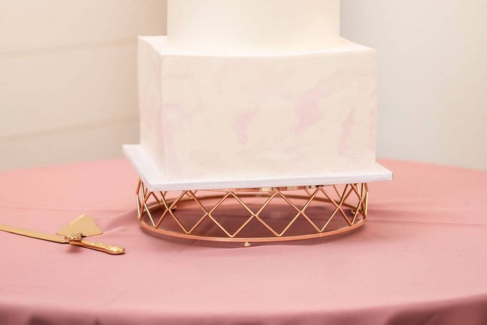 Rose gold and blush cake