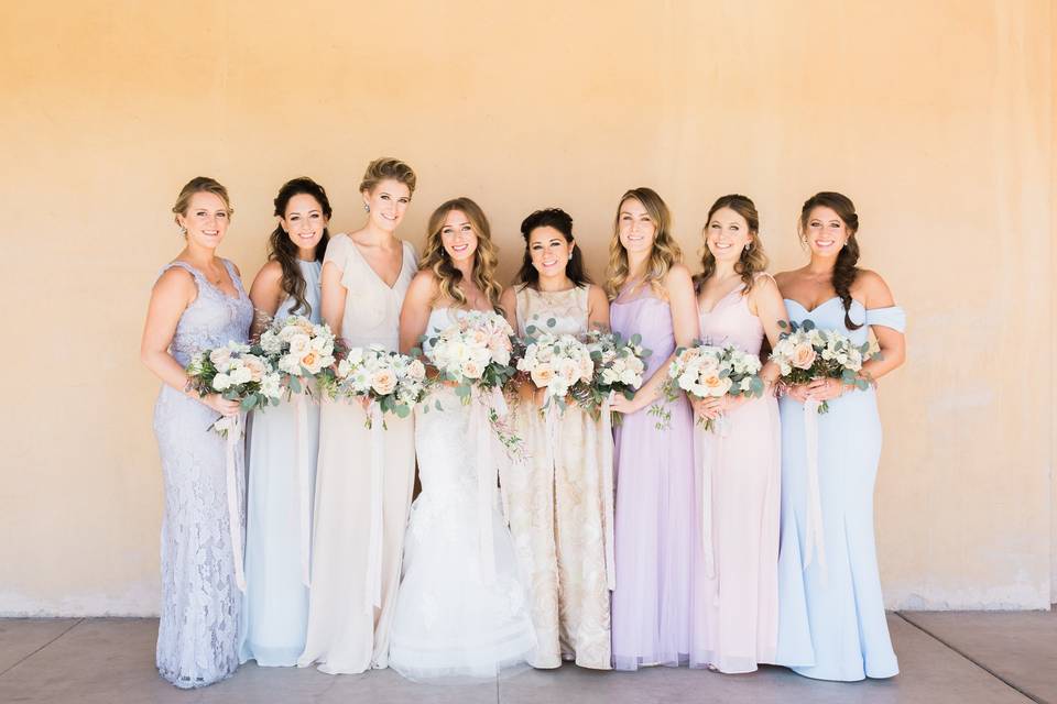 The bride holding her bouquet