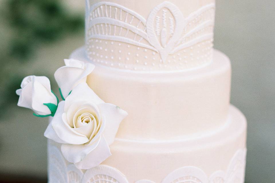 Multiple layered wedding cake