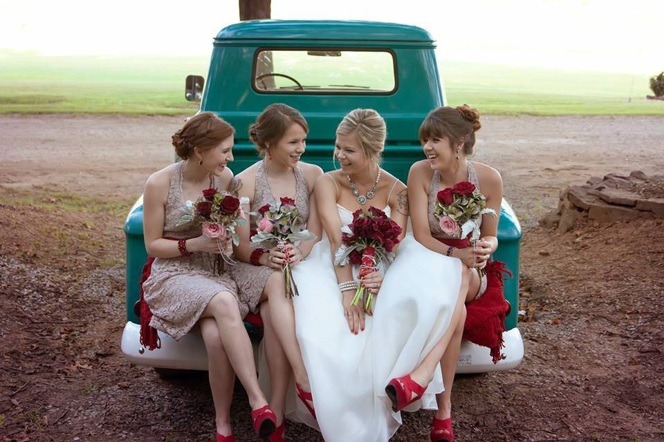 Bridal party on the truck