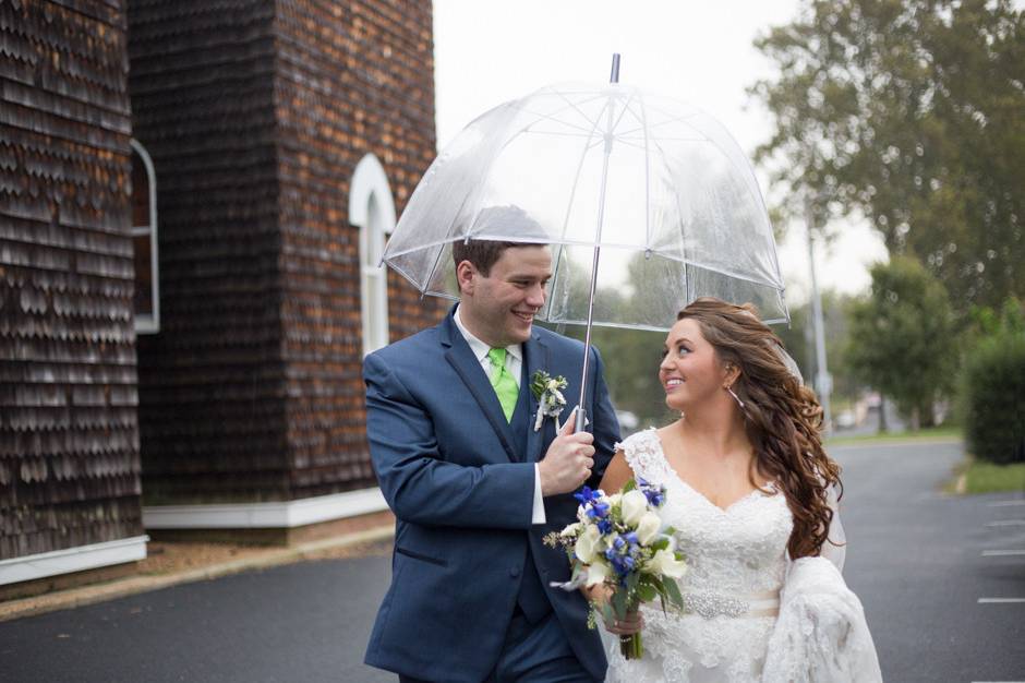 Joy on a rainy wedding day