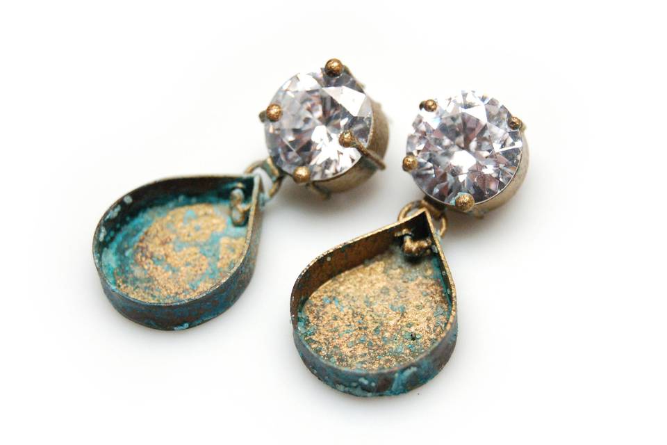 Patina bridal earrings