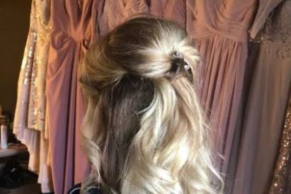 Curly half-updo