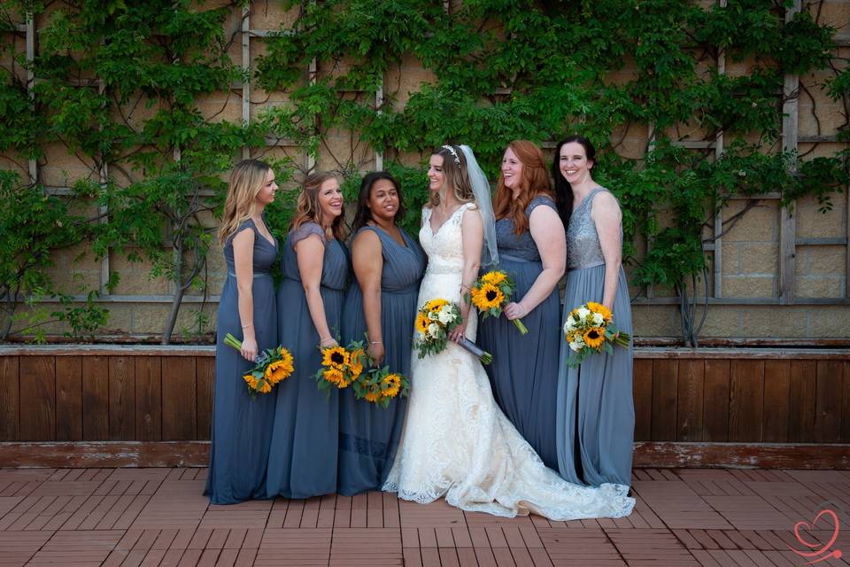 Bride with members of the wedding party