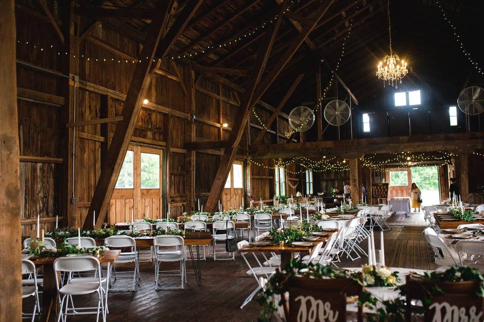 Inside barn