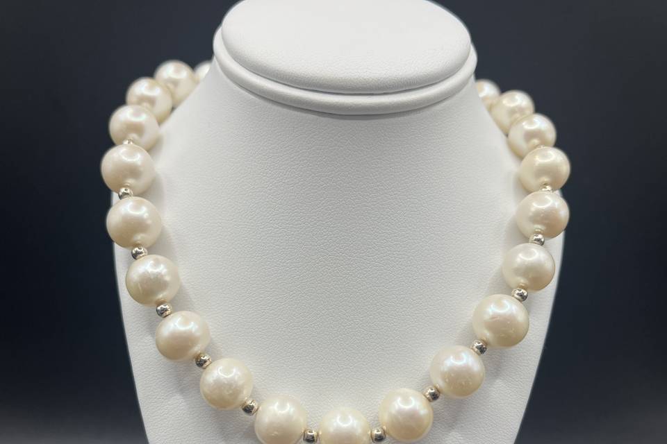 Pearls with silver beads