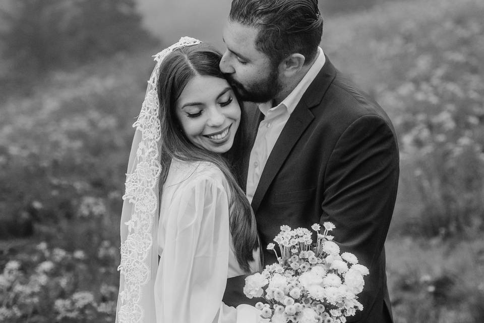 Romantic mountainside wedding
