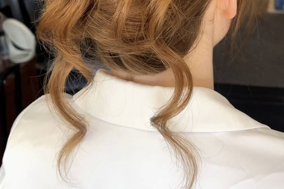 Messy high updo