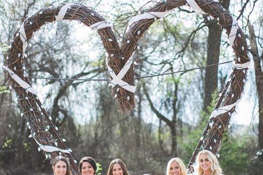 Bridal party in pink robe