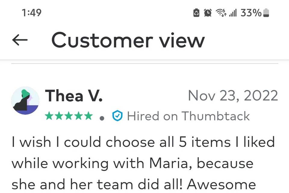 Previous client review
