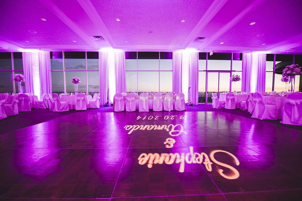 Custom monogram on the dance floor