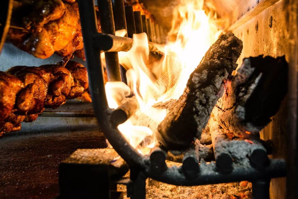 Wood fired flame
