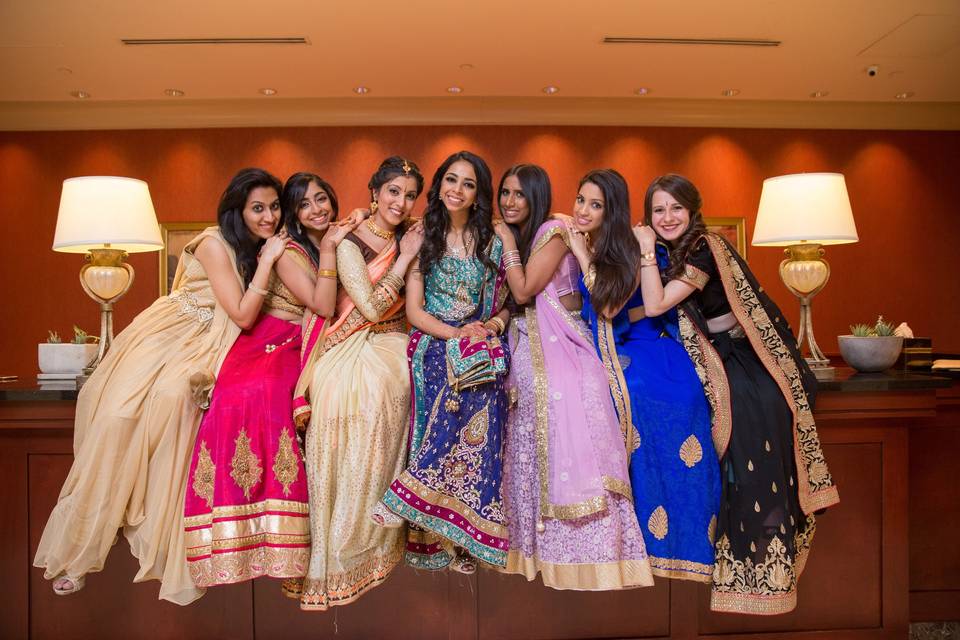 Bridesmaids in their Saris