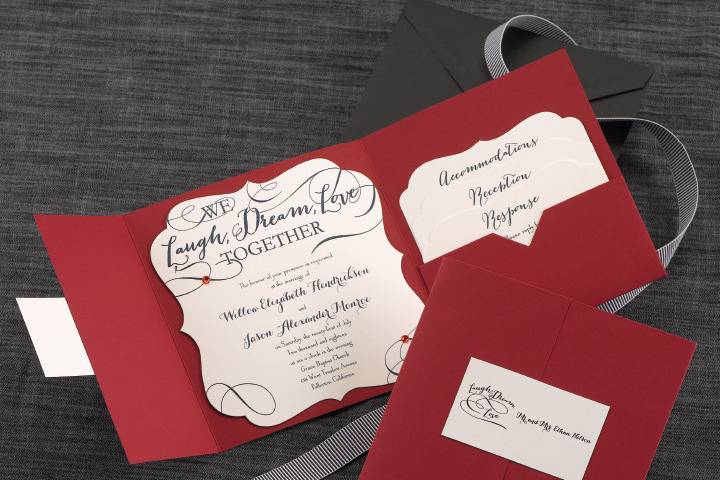 Red envelope and grey ribbon