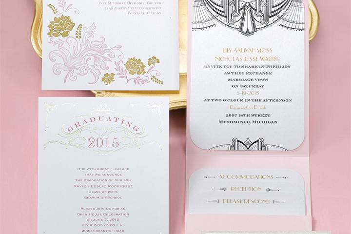 Invites with pink envelopes