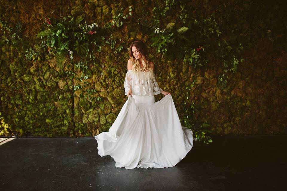 The Bride and The Moss Wall