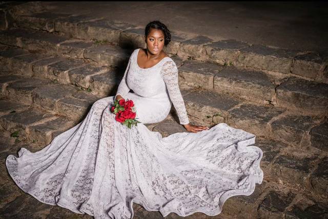 Bride at the steps