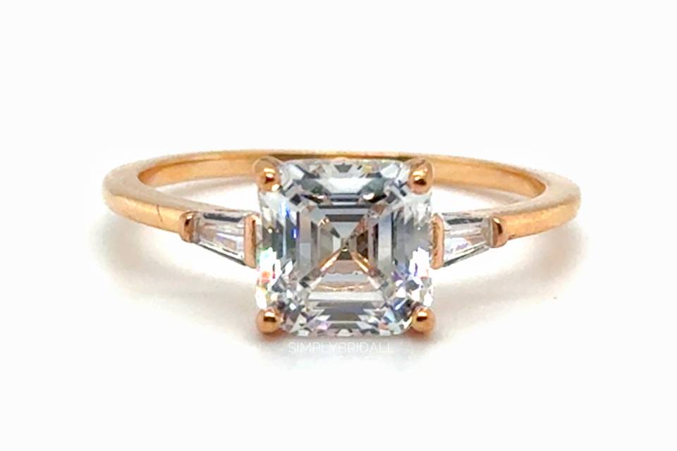 2.00ct Asscher Cut Rose Gold