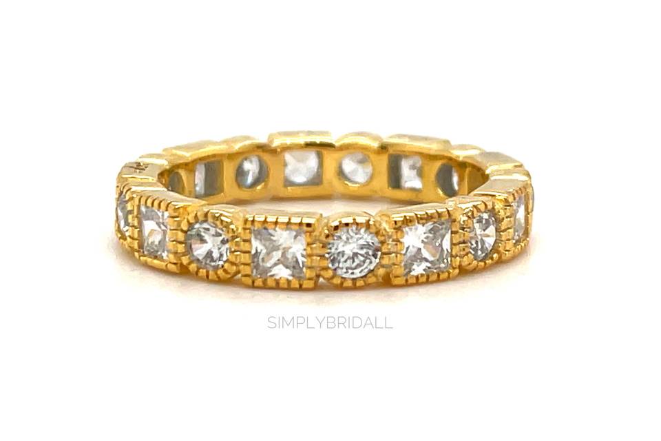 Round & PrincessBezel Set Band
