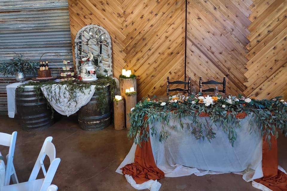 Sweetheart and cake table
