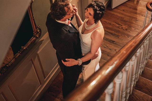 Wedding Couple near Stairs