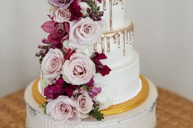 Gold Drip Wedding Cake