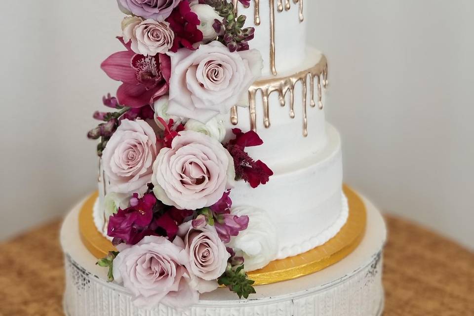 Gold Drip Wedding Cake