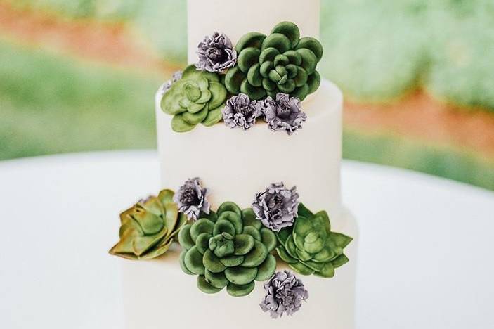 Sugar succulent wedding cake